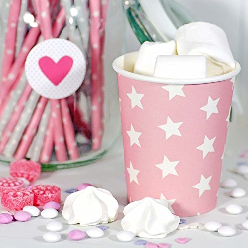 Partyset Geschirr 61 Teile – Teller, Becher, Trinkhalme, Eisbecher mit Sternen und Punkten - 3