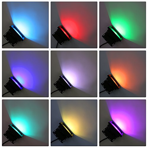 DECKEY 5St. 10W RGB Strahler LED 16 Farben Scheinwerfer Wasserdicht LED-Fluter Außenbeleuchtung IP65 Schwarz Gehäuse mit Fernbedienung Fluter Außen (5 Schwarz Stück) - 8