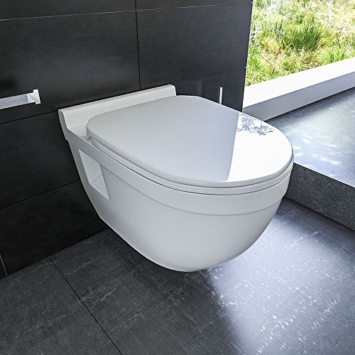 Wand Hänge WC / Design WC-Sitz / inkl. Soft-Close Funktion / Weiss / Keramik / Tiefspüler - 3
