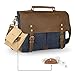 Produktbild SMRITI Vintage Leder Canvas Aktentasche Laptop Messenger Tasche 14 zoll - Blau