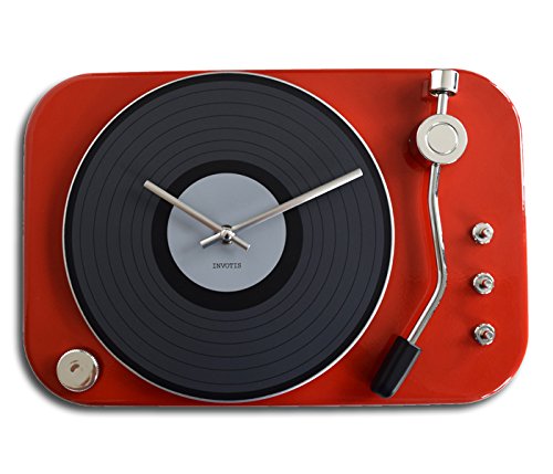Preisvergleich Produktbild Wanduhr Schallplattenspieler rot