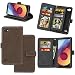 Produktbild LG Q6 Hülle, LG Q6 Handyhüle, Alfort Retro Matte Einfarbige Farbe Prämie PU Ledertasche Multifunktional Lederhülle Tasche Wallet Case Cover Schutzhülle für LG Q6 Smartphone 5.5" mit 9 Kartenfächer / Foto-Slot und Standfunktion ( Braun )