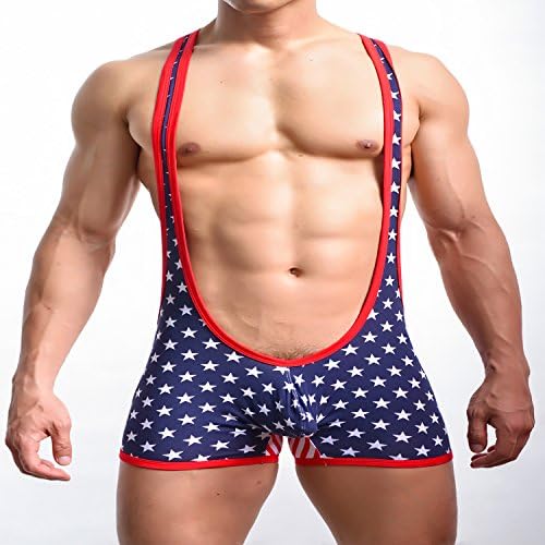 EUROUS Men's Sexy Wrestling Singlet Underwear Bodysuit Pant (XL)