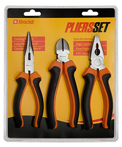 BRACKIT High Carbon Stahl 15,2 cm Zangen Set – Set 3 Stück sortiert Zange