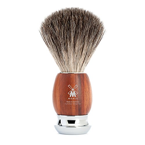 Muhle VIVO Plum Wood 4 Pieces Safety Razor Double Edge Hair Removal Set with Brush Shaving Bristles Pure Rate - No… - Image 3