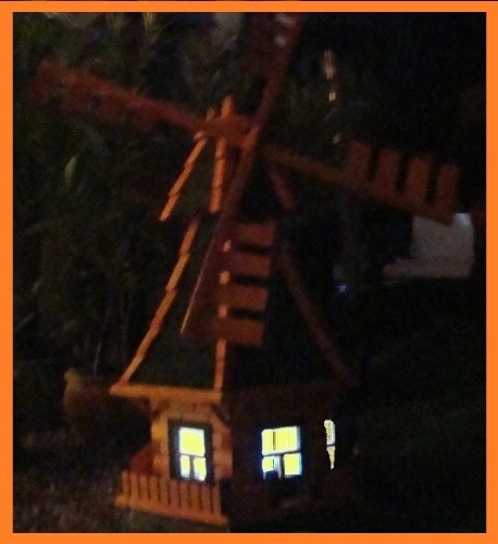 XL Windmühle, windmühlen garten, mit Holzschindeldach,OHNE PREMIUM-2X-SOLARBELEUCHTUNG-Zubehör,kugelgelagert WMS100ro-OS 1 m groß rot lasiert NEU - 4