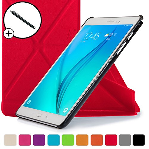 Forefront Cases® Neue Origami Leder Hülle / Tasche / Case / Cover für Samsung Galaxy Tab A 9.7 SM-T550 (Mai 2015) - Rundum-Geräteschutz und intelligente Auto-Sleep-Wake-Funktion mit 3-JAHRES-GARANTIE VON FOREFRONT CASES - inkl. Eingabestift
