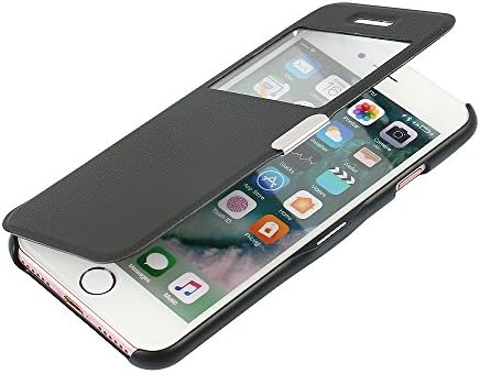 iPhone 7 Plus Case, MTRONX Window View Magnetic Closure Twill PU Leather Ultra Folio Flip Slim Case Cover for Apple iPhone 7 Plus - Black(MG1-BK)