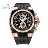 Uhren für Männer Wasserdicht Männer Wasserdichte Männer Armbanduhr Mann Runde Uhr Männer dünne Silikagel Studenten Sport Quarzuhr Uhr-Luxusgeschäfts-Uhren (Black)