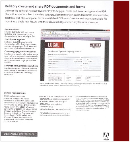 Adobe Acrobat X Standard Version PC Adobe Acrobat X Standard Version PC