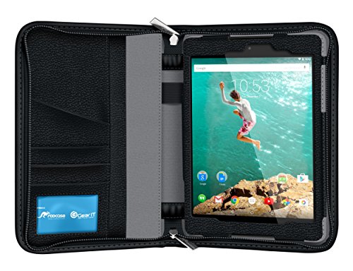 rooCASE Google Nexus 9 Case – Executive Portfolio Nexus 9 8.9 inch Genuine Leather Case Smart Cover with Auto Sleep/Wake for Google Nexus 9 Tablet (8.9-inch) schwarz Google Nexus 9 Tablet - 3