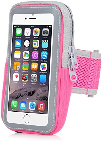 iPhone 6/6S/7 Reflective Armband, Running Armband Adjustable Lightweight Sweatproof Sports Armband for Running, Biking, Hiking, Canoeing, Walking, Horseback Riding and other Sports (Pink)