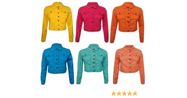 bright coloured denim jacket