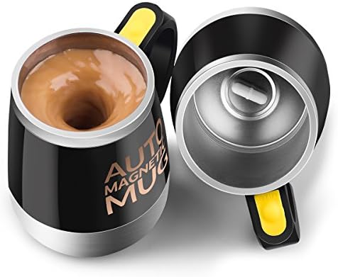 [Update]Self Stirring Coffee Mug - Upintek Magnetic Self Stirring Cup, Electric Stainless Steel Automatic Self Mixing Cup and Mug for Traveling Morning, Office Men and Women 450ml/15.2oz (Black)