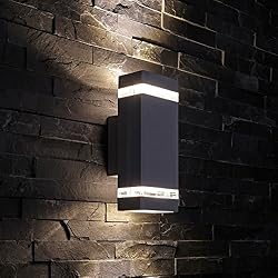 Biard - Applique Extérieure Murale LED GU10 - Double Faisceau - Design Rectangulaire Noir