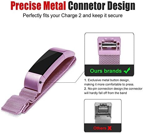 Fitbit Charge 2 Strap Band replacement, einBand Milanese Loop Stainless Steel Metal Bracelet Strap with Unique Magnet Lock for Fitbit Charge 2 Small, Large