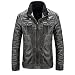 Winmate Mens Leather Black Vintage Look Biker Style PU Leather Jackets Black L Size