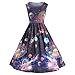 Produktbild Rosennie Damen Kleider Frauen Sleeveless O Neck Abend Partei Kleid Swing Kleid Halloween Skull Kürbis Gedrucktes Kleider Langarm Skaterkleid Lange Maxikleid Frühlingskleider (Mehrfarbig,XL)