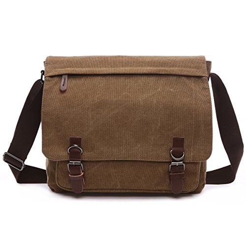 BAOSHA MS-08 Canvas Umh  ngetasche Schultertasche 15 Zoll Computer Laptop Tasche Crossbody Messenger Bag f  r Arbeit Uni Reise Sport  Kaffee 