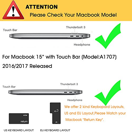 Colel Premium Ultra Dünn Transparent Tastatur Schutzfolie Cover Haut für Apple Macbook Pro 13 Inch A1706 With Touch Bar (US-Layout) - 2