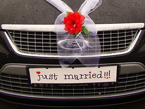 2 x AUTO SCHILDE KFZ Kennzeichen Autokennzeichen Auto Schmuck Braut Paar Deko Dekoration Autoschmuck Hochzeit Car Auto Wedding Deko PKW (Just Married) - 2