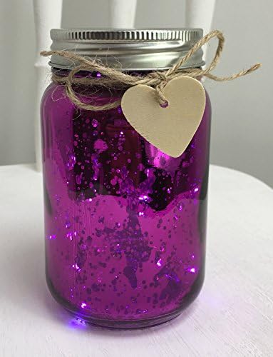 Lovely And Homely LED Firefly Jam Jar Lights 14 x 6 cm (Purple - Mercury)