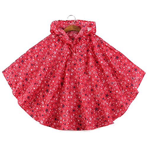 mainaisi Kids impermeable ligero estrellas Poncho chubasquero rojo rosso Talla:L/125-140CM