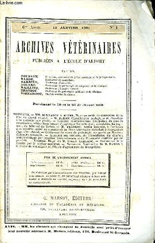 Download ARCHIVES VETERINAIRES PUBLIEES A L'ECOLE D'ALFORT Janvier 1881 Download ARCHIVES VETERINAIRES PUBLIEES A L'ECOLE D'ALFORT Janvier 1881