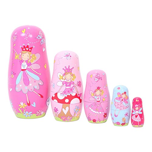 VStoy Lucy Locket - Feen Matroschka - 5 Babuschka Puppen aus Holz