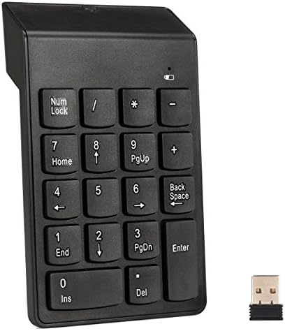 18-Keys Wireless Numeric Keypad with 2.4G Mini USB Number Pad Receive for Laptop/Notebook, Compatible with Windows System