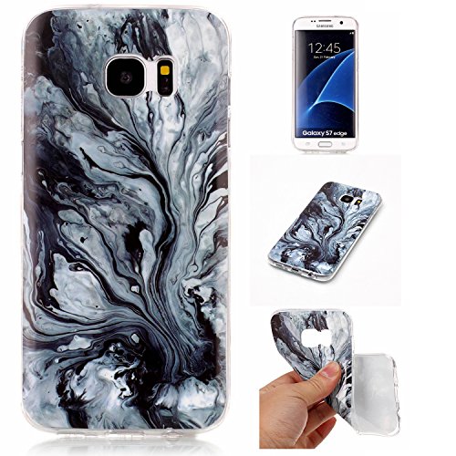 Cozy Hut Für Samsung Galaxy S7 Edge Handyhülle mit Marmor / Marble Design(schwarz / grau) | Handytasche | | Schale | | Hülle | | Case | Handy-etui | TPU-Bumper | Soft Case | Schutzhülle Cover für den optimalen Schutz ihres Samsung Galaxy S7 Edge (5,5 Zoll) - Bäume Marmor