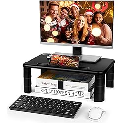 SIMBR Soporte para Monitor y Ordenador Portátil Elevador de Pantalla con 4 Elevaciones Ajustables, 28×40cm