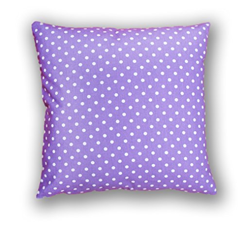 Amilian® Handcrafted Decorative Polka-Dots Print Purple 100% Cotton Premium Quality Durable Throw Cushion Cover Pillowcase Only 40 cm x 40 cm