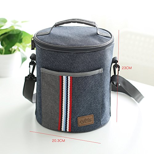 HYSENM Thermotasche Zylinder mit Schultergurt f  r B  ro Schule Lebensmitteltransport Isoliertasche  A5