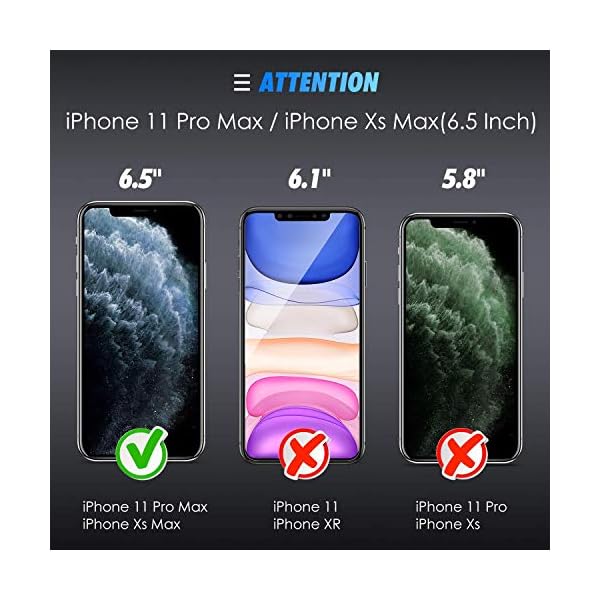 [3-Pack] Cristal Templado iPhone 11 Pro Max/XS Max, Protector Pantalla iPhone 11 Pro Max/XS Max Vidrio Templado con [2… - Image 3