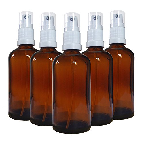 5 x Braunglasflasche Sprühflasche 100ml mit hochwertigem Pumpzertäuber inkl. Schutzkappe