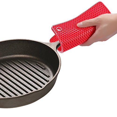 BasicForm Silikon hitzebeständiger Untersetzer, hitzebeständig, multifunktional, Wabenmuster(2 Stück) (Rot) - 3