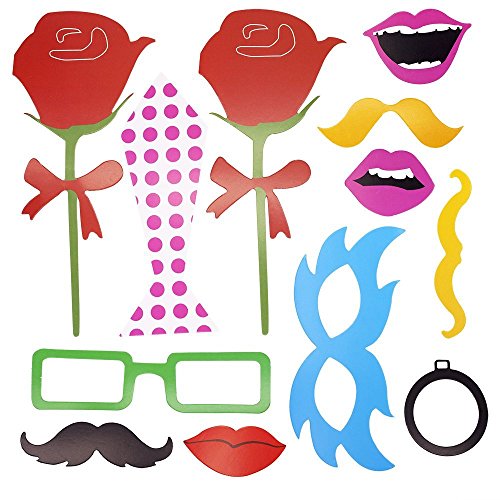 Party Foto Verkleidung Schnurrbart Lippen Brille Krawatte Hüten Photo Booth Props Set - 3