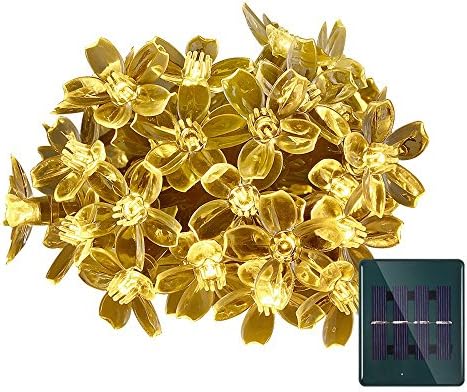 Loende Solar String Lights Outdoor String Lights 50 LED Fairy Lights Christmas Lights Solar Powered Decorative Lights for Indoor/Outdoor, Garden, Deck, Patio, Yard, Fence, Backyard, Lawn, Porch,Wedding, Home, Party Watreproof Blossom Flower (Warm White)