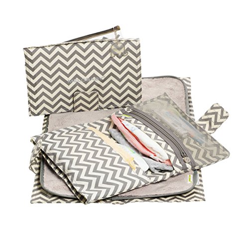 MELOBABY All-in-One Nappy Wallet and Change Mat (Chevron Grey)