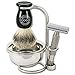 Italian Crafted Chrome Razor & Brush Shaving Stand with Lathering Bowl