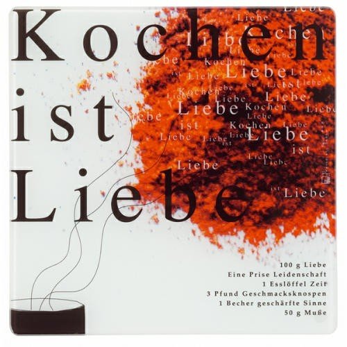 Kleine Gourmet Glasplatte "Kochen ist Liebe"