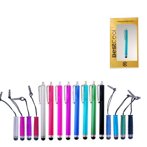 BestCool Bunt 8x Kurz Handy Tablet Pen mit Staub-Stecker + 8x Lange Stylus Pen Set Soft Touch Touchscreen Tablet PC Stift Bildschirm Eingabe - 5