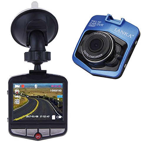 LANKA® Full HD 1080P Car Dash Cam DVR Camera Dashboard Digital Driving Video Recorder Built-in G-Sensor Parking Monitor Motion Detection Loop Recording (Blue)