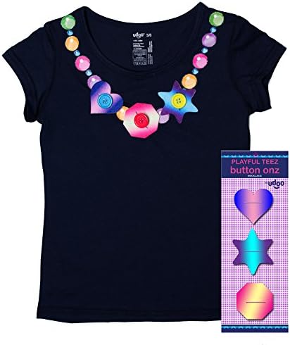Udoo Planet Little Toddler Girls Navy Necklace Buttons Playful T-Shirt 4T