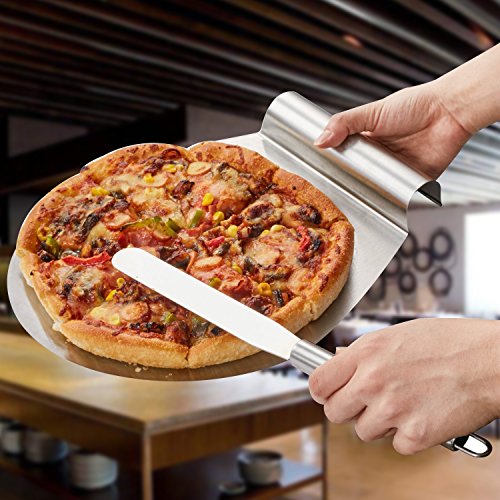 YaFex Tortenheber Kuchenheber Set und Konditormesser Streichmesser Pizzaheber Edelstahl mit Griff, Tortenheber von 31.5 x 26cm, Streichmesser 31.5x 2.4cm - 4