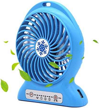 CoolFoxx Adjustable Mini USB Fan, Handheld 3 Powerful Wind Speeds Rechargeable Quiet Portable Table Outdoor Cooling Fan with 2200mAh Battery for Home Traveling Hiking Fishing Camping, 4.7IN