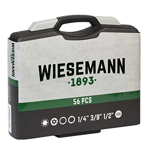 Steckschlüsselsatz 56tlg | WIESEMANN 80188 | Chrom-Vanadium Stahl | Steckschlüssel-einsätze | 1/2″ – 3/8“ – 1/4″ | Bithalter | Bits | Für alle wichtigen Schrauben| im Werkzeugkoffer - 2