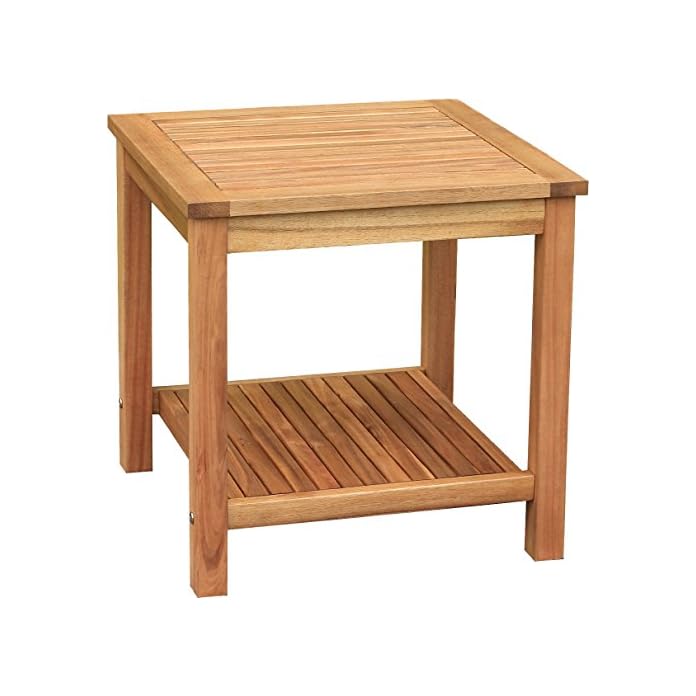 Colourliving Beistelltisch Holz Massiv Akazienholz Gartentisch Tisch 50x50x50 Cm