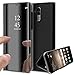 Produktbild KunyFond Überzug Spiegel Hülle für Huawei Mate 10 Pro PU Leder Tache Brieftasche Schutzhülle Durchsichtig Clear View Handyhülle Ledertasche Flip Wallet Cover Standfunktion Schale Case (Schwarz)